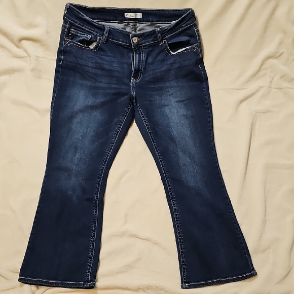 KanCan Dark Blue Flare Jeans - Picture 1 of 5